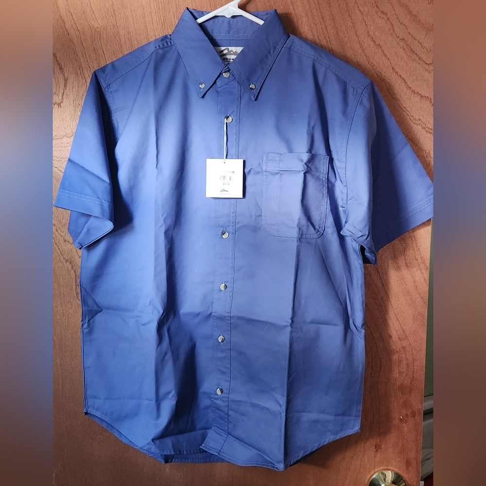 NWT Tri-mountain Men's Blue Short Sleeve Shirt Med